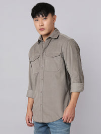 Dark Stone Full Sleeve Corduroy Shirt