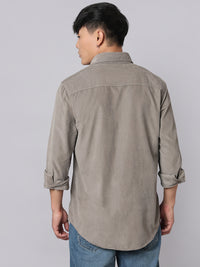 Dark Stone Full Sleeve Corduroy Shirt