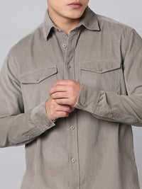 Dark Stone Full Sleeve Corduroy Shirt