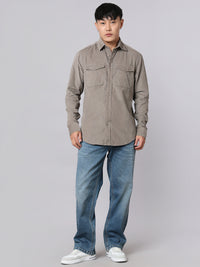 Dark Stone Full Sleeve Corduroy Shirt