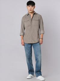 Dark Stone Full Sleeve Corduroy Shirt