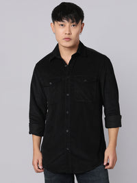 Jet Black Relax Slim Corduroy Shirt