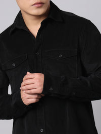 Jet Black Relax Slim Corduroy Shirt
