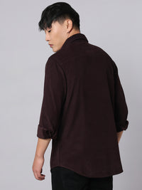 Wine Full Sleeve Corduroy Shirt