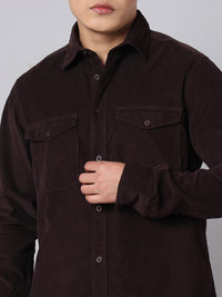 Wine Full Sleeve Corduroy Shirt