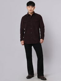 Wine Full Sleeve Corduroy Shirt