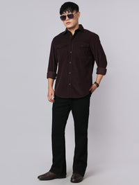 Wine Full Sleeve Corduroy Shirt