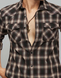 Coffee Beige Full Sleeves Check Shirt