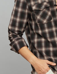 Coffee Beige Full Sleeves Check Shirt
