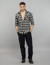 Charcoal White Full Sleeves Check Shirt