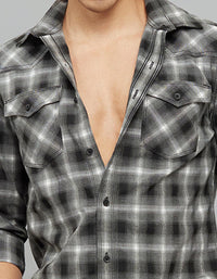 Charcoal White Full Sleeves Check Shirt