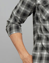 Charcoal White Full Sleeves Check Shirt