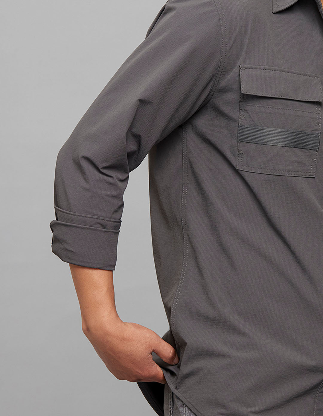 Charcoal Full Sleeves Cargo Shirt