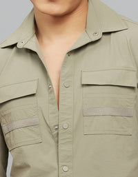 Cement Full Sleeves Cargo Shirt