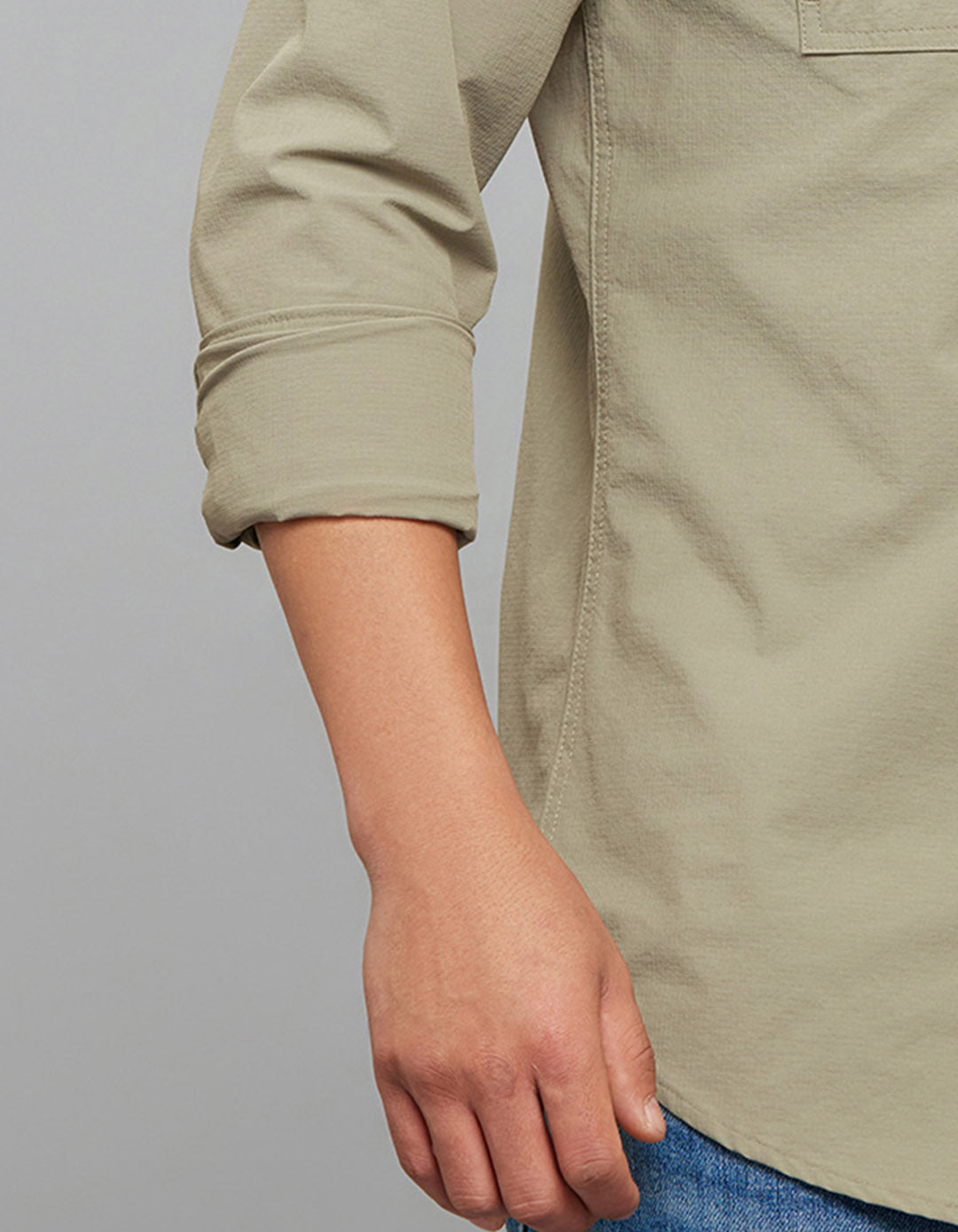 Cement Full Sleeves Cargo Shirt
