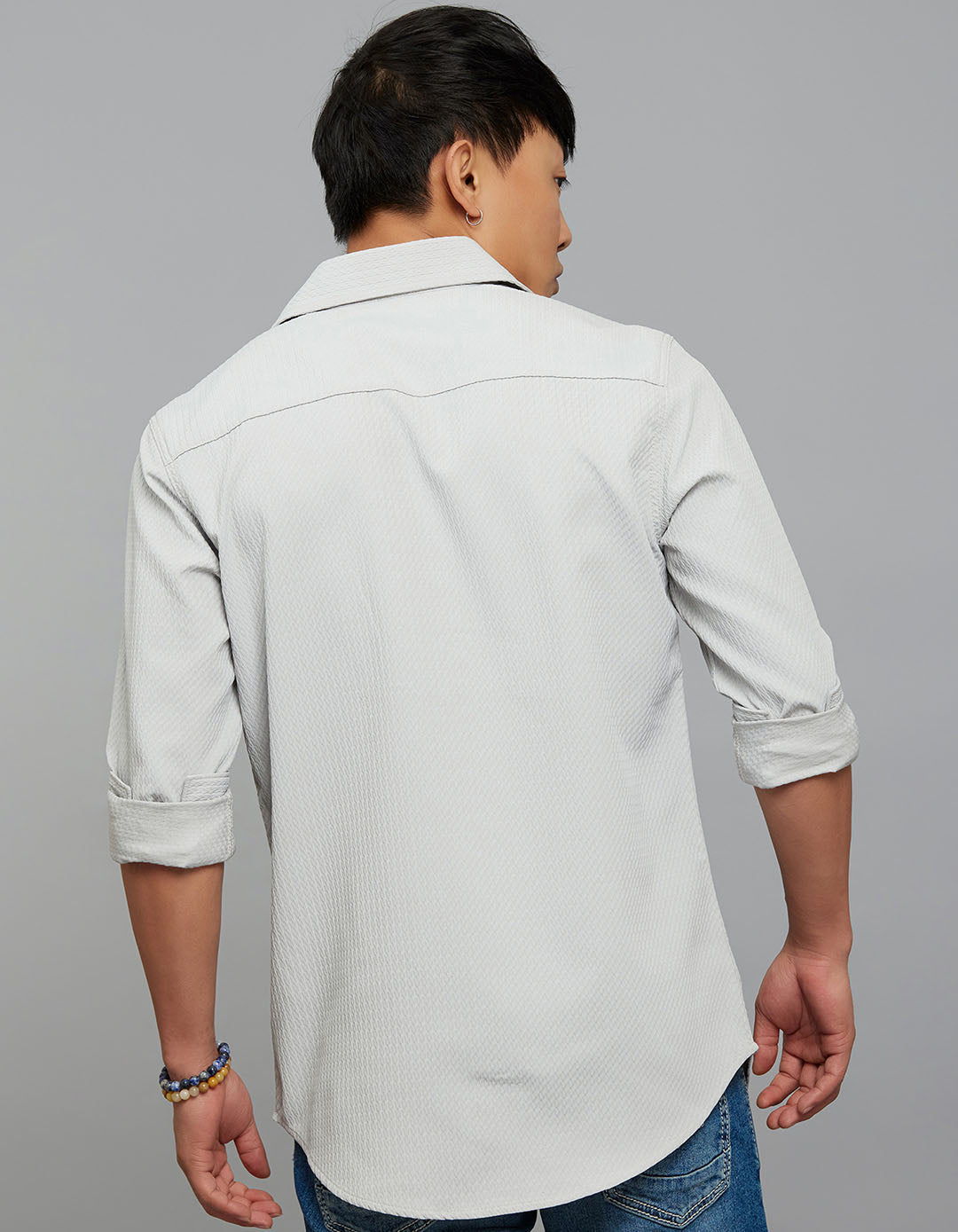 Silver Full Sleeves Texture Shirt