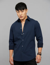 Navy Full Sleeves Texture Shirt