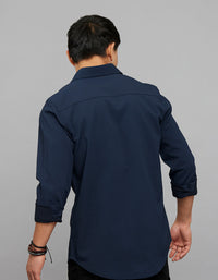 Navy Full Sleeves Texture Shirt