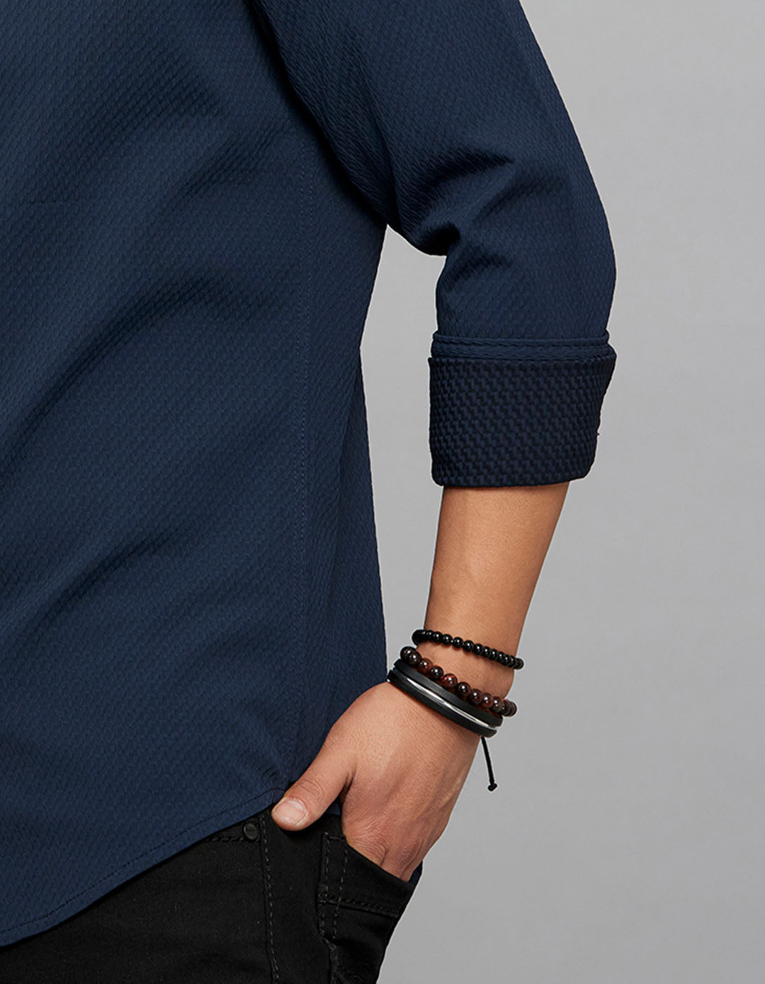 Navy Full Sleeves Texture Shirt
