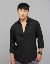Black  Full Sleeves Linen Blend Shirt