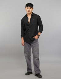 Black  Full Sleeves Linen Blend Shirt