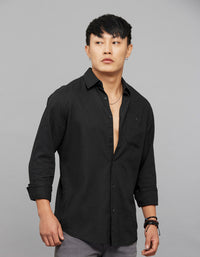Black  Full Sleeves Linen Blend Shirt