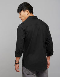 Black  Full Sleeves Linen Blend Shirt