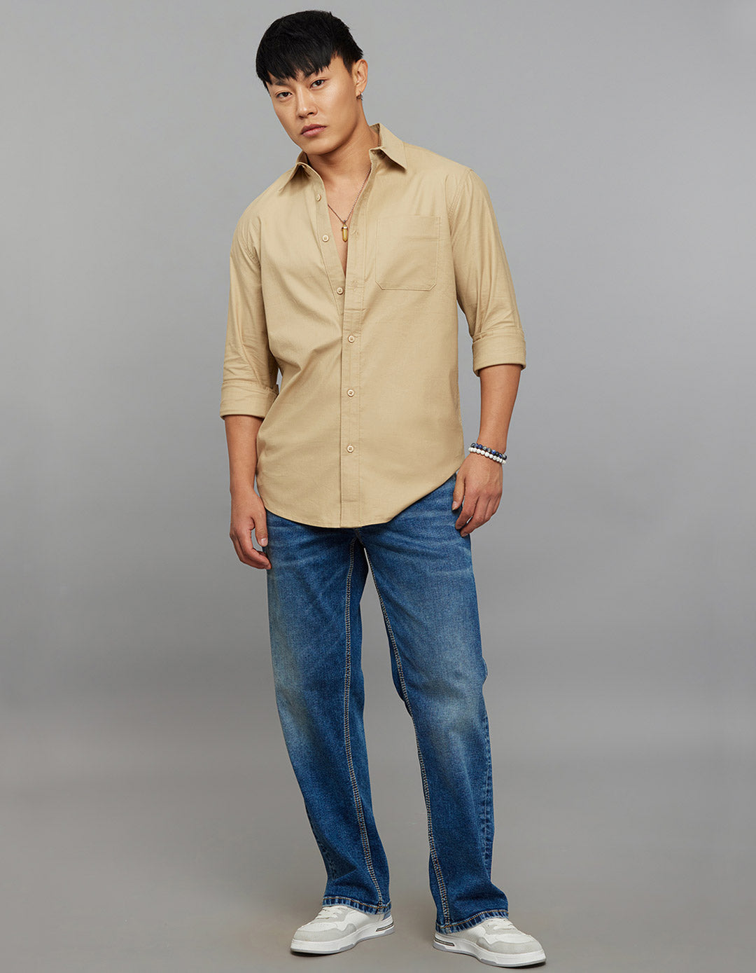 Khaki Full Sleeves Cargo Shirt