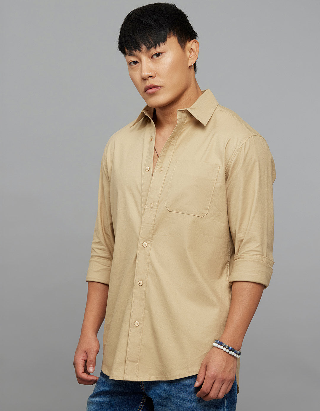 Khaki Full Sleeves Cargo Shirt