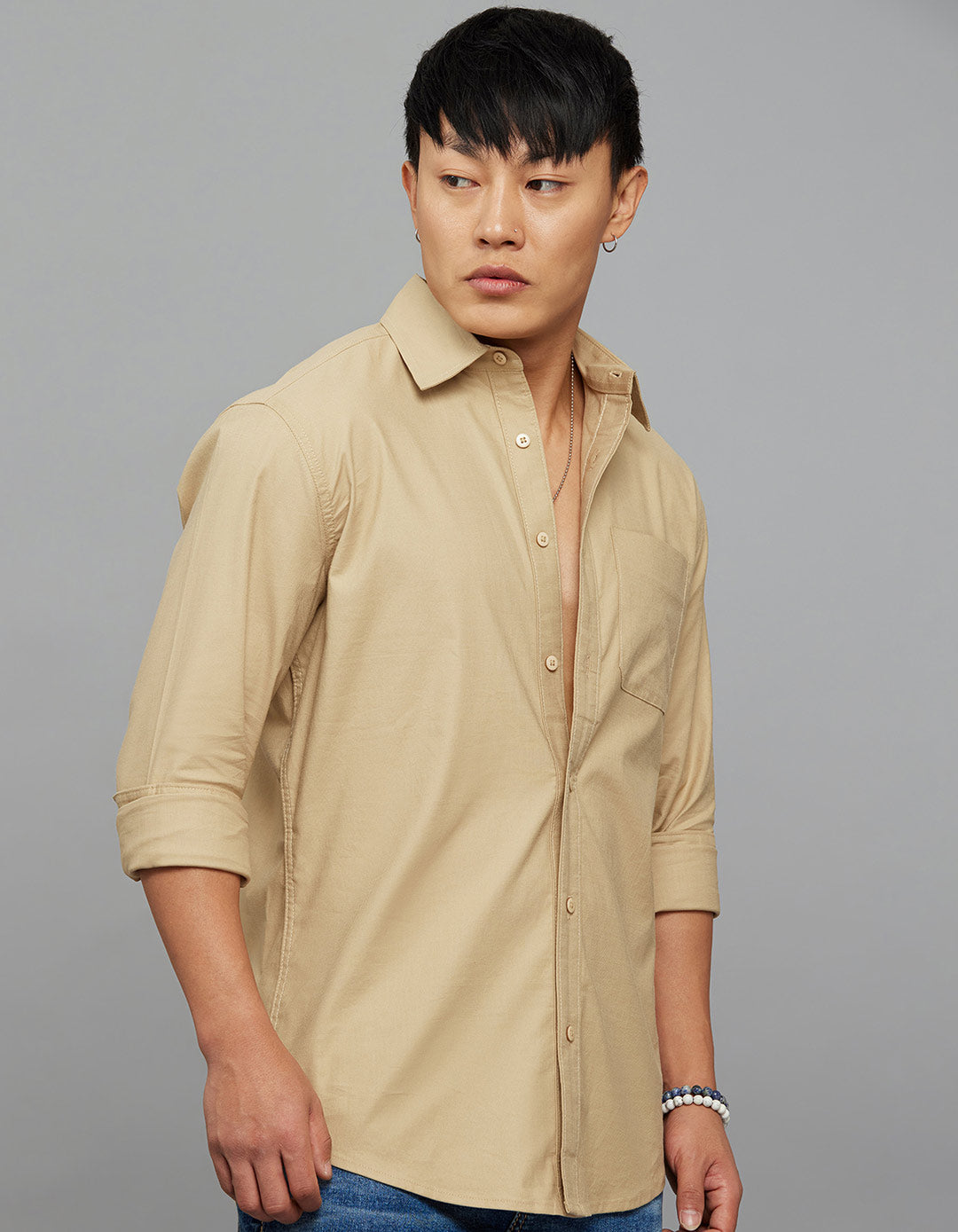 Khaki Full Sleeves Cargo Shirt