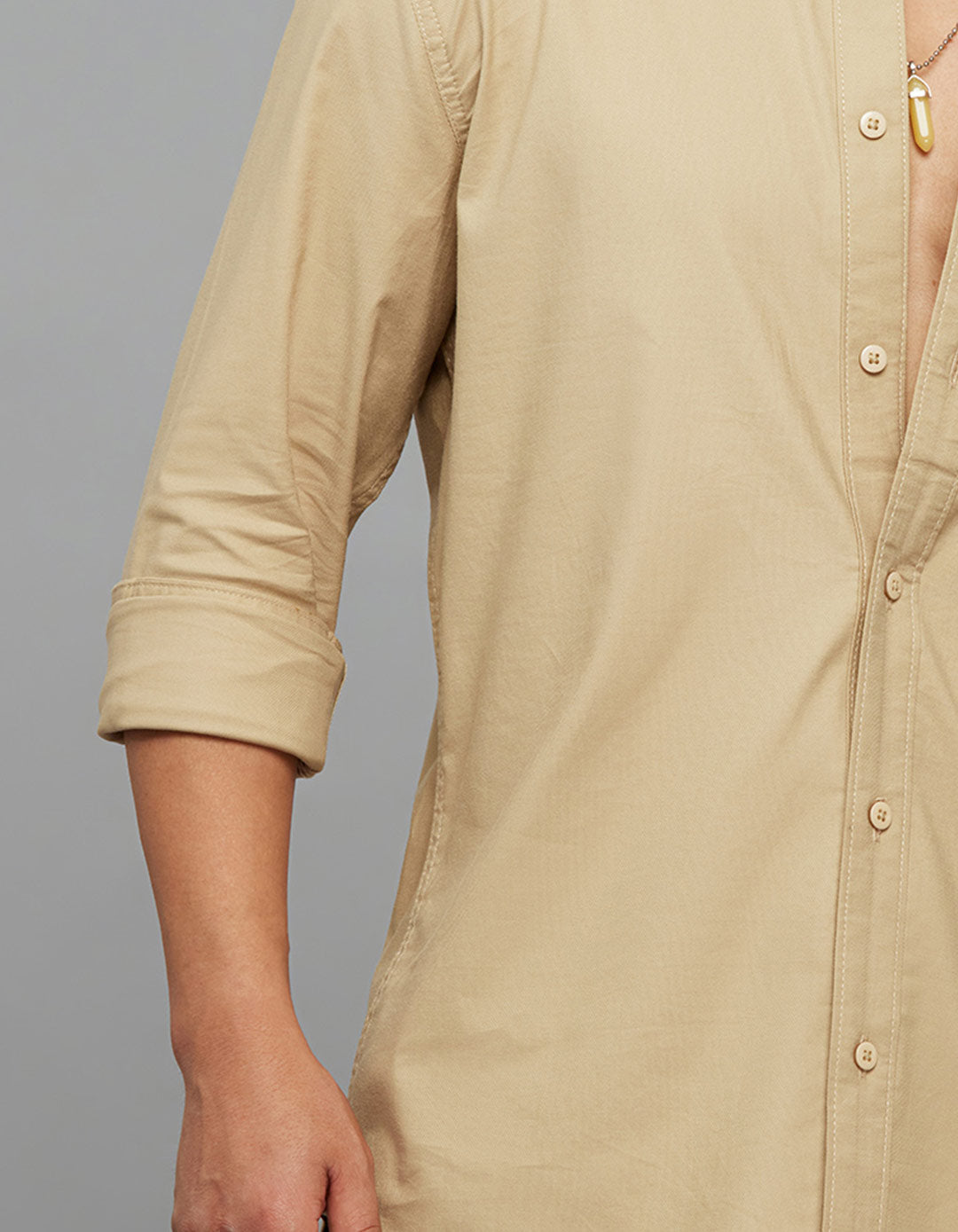 Khaki Full Sleeves Cargo Shirt