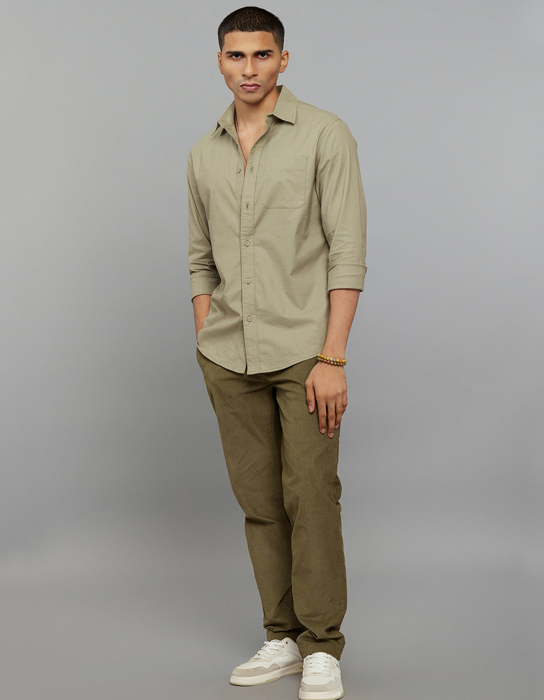 Olive Full Sleeves Cargo Shirt