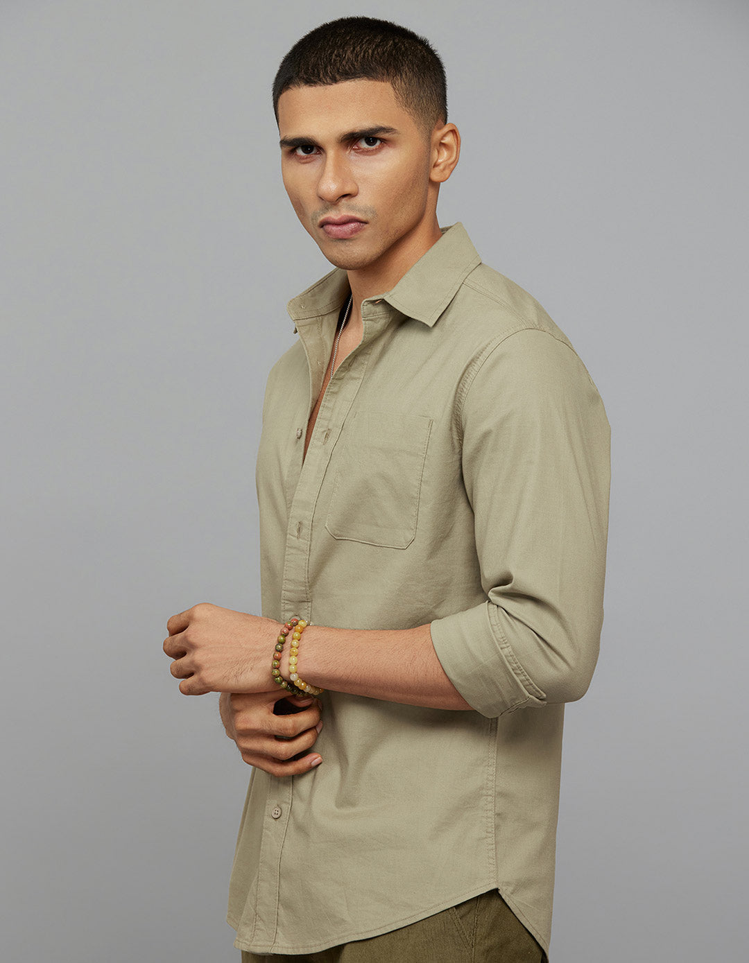 Olive Full Sleeves Cargo Shirt