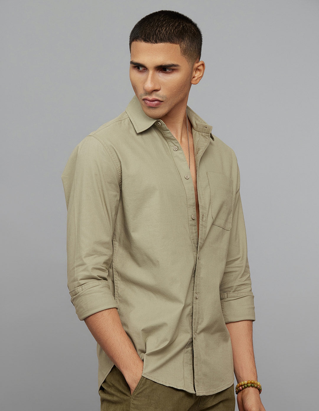 Olive Full Sleeves Cargo Shirt