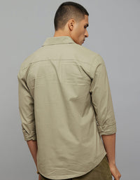 Olive Full Sleeves Cargo Shirt