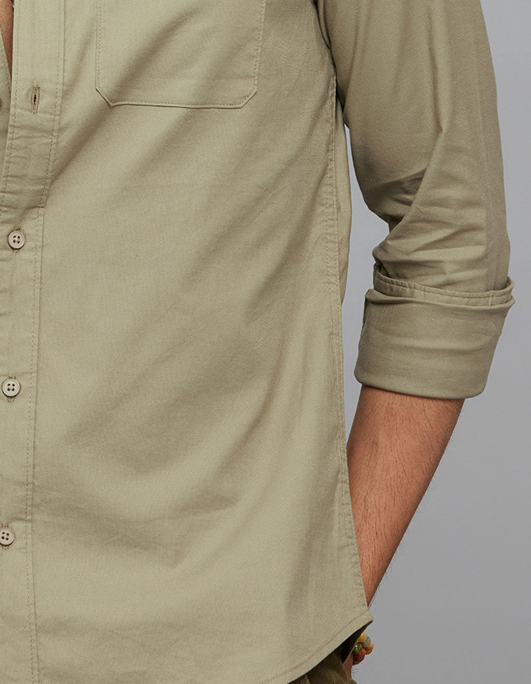 Olive Full Sleeves Cargo Shirt