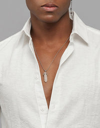 White Full Sleeves Texture Print Shirt