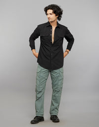 Black Full Sleeves Solid Shirt