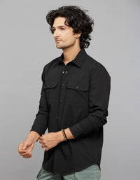 Black Full Sleeves Solid Shirt