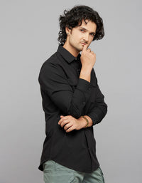 Black Full Sleeves Solid Shirt