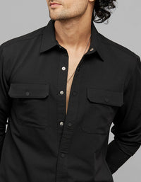 Black Full Sleeves Solid Shirt