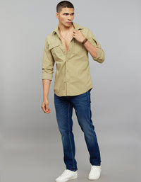 Light Khaki Full Sleeves Cargo Shirt