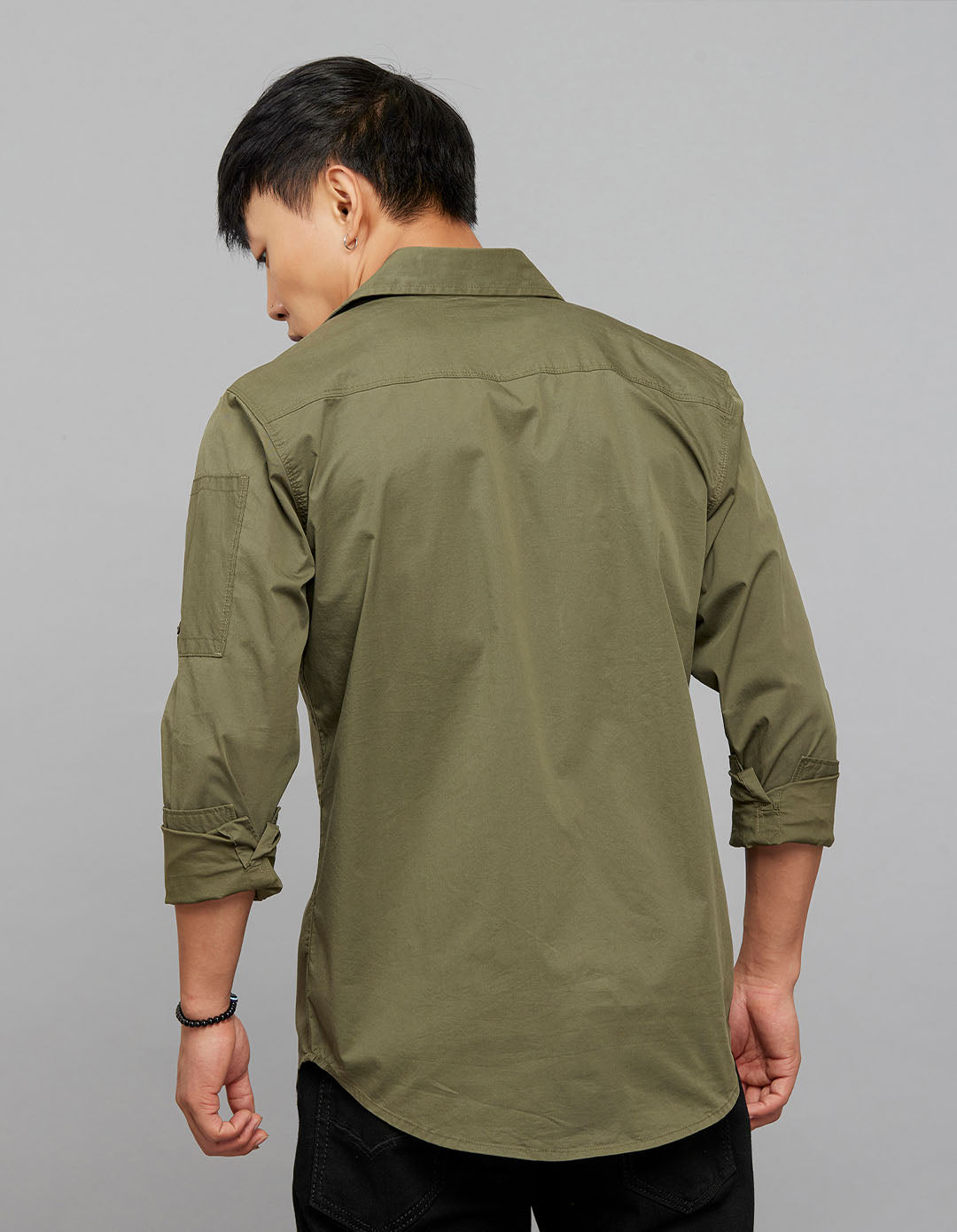 Olive Full Sleeves Cargo Shirt