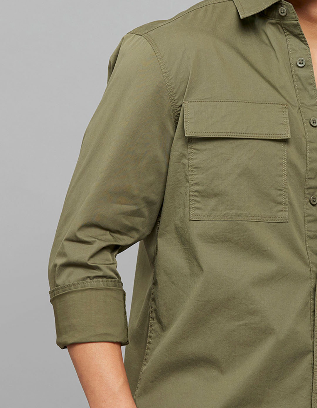 Olive Full Sleeves Cargo Shirt