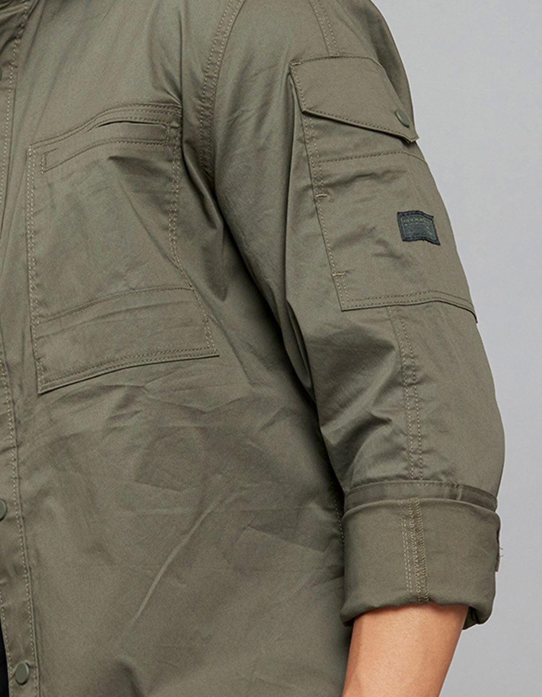 Dark Military Green Full Sleeves Cargo Shirt