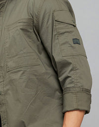 Dark Military Green Full Sleeves Cargo Shirt