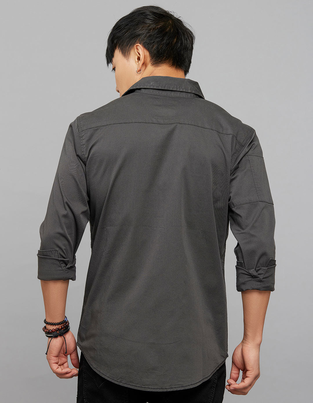 Charcoal  Full Sleeves Cargo Shirt
