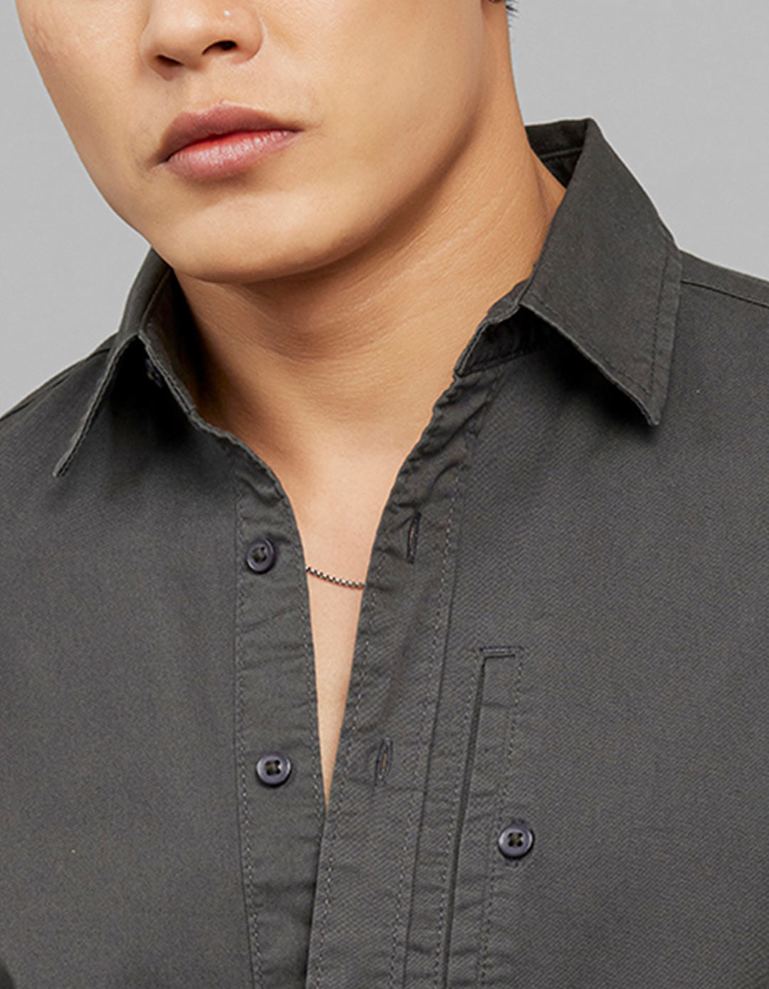Charcoal  Full Sleeves Cargo Shirt