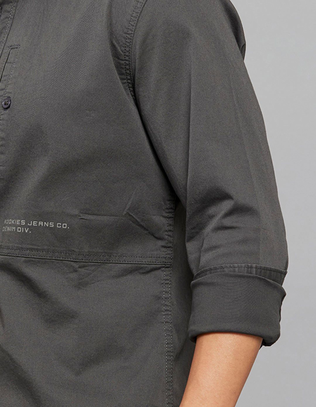 Charcoal  Full Sleeves Cargo Shirt