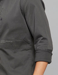 Charcoal  Full Sleeves Cargo Shirt